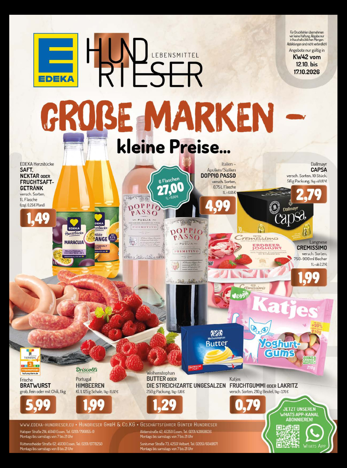 EDEKA Hundrieser Handzettel KW 42